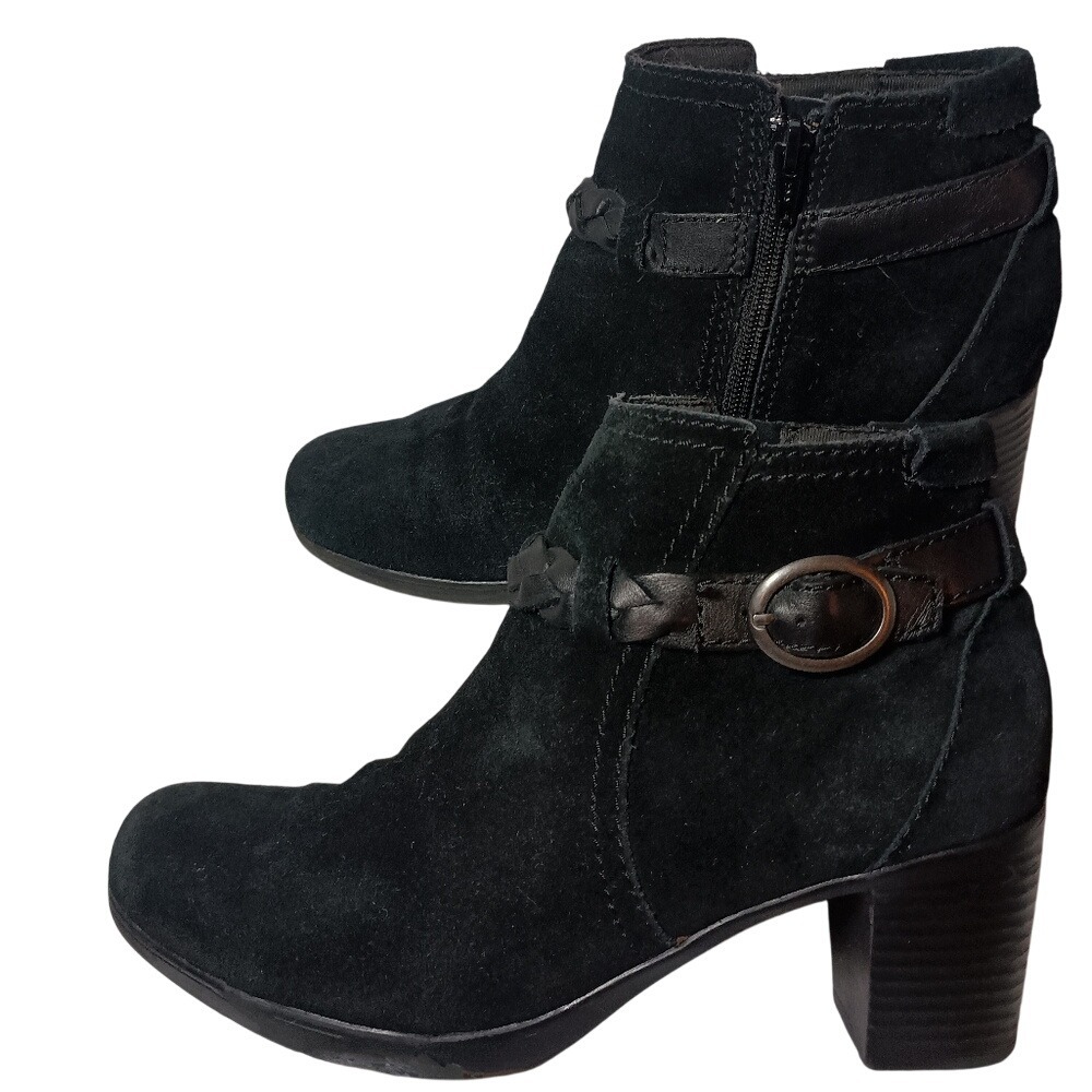 Clarks Womens Black Leather Fashion Ankle Boots Booties‎ SKUW065